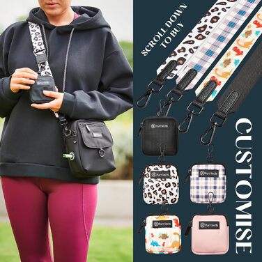 Сумка для собак на прогулянку, унісекс, з міні-пакетом для ласощів, диспенсером для пакетів для екскрементів, регульованим ременем, міцна сумка для ласощів для дресирування собак (чорна)