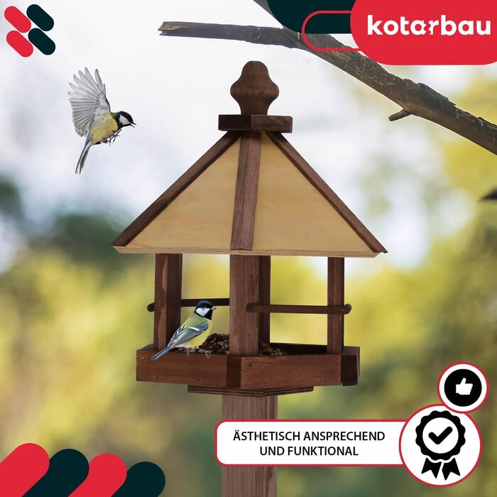 Годівниця для птахів KOTARBAU® з підставкою 310 x 1120 мм + корм 0,5 кг. Годівниця для птахів, вологостійка, для балкона, годівниця-парасолька