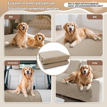 Водонепроникний килимок для собак Gyuro, двосторонній, міцний, для дивану та ліжка, миючий, для собак та котів (Темно-хакі + Хакі, 208*208 см)