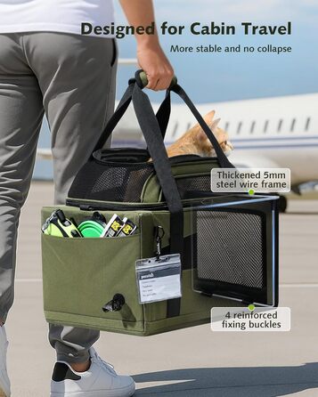 Транспортна сумка для котів Pecute: легка, складана, для подорожей, зелена