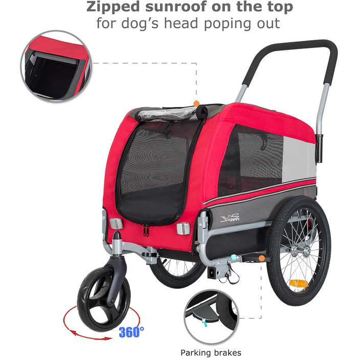 Універсальний візок-перевозник для собак Tiggo VS Pets Medium: 2-в-1 (велосипедний, буксирний)