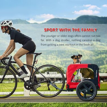 Фаркоп для велосипеда SogesHome: Перевезення собак, XXL, 600D Oxford, Червоно-Чорний