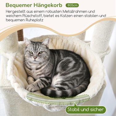 Драбина-кіготь Globlazer для котів та собак, 189 см, XXL, бежевий. 2 будиночки, 2 сидіння, кошик, килимок з сизалю, лежанка для собак