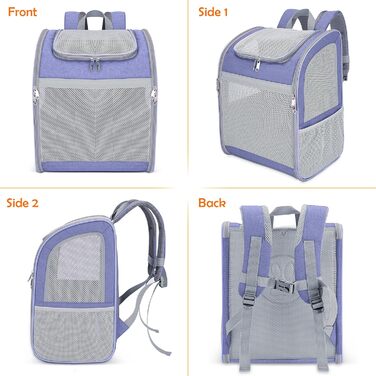 Рюкзак-переноска для собак та котів ALLSOPETS, фіолетовий. З безпечним ременем та світловідбиваючими смугами, для подорожей