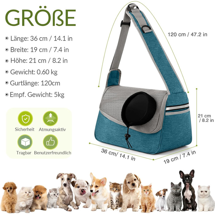 Сумка-переноска для собак та котів ALLSOPETS, блакитна, до 5 кг