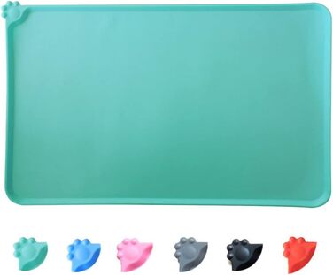 Силіконовий килимок для собак та котів, вологостійкий, неслизький, для мисок, їжі для котів та собак, підняті краї, щоб запобігти розбризкуванню на підлогу (зелений)