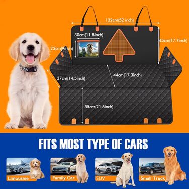 Чохол на автокрісло для тварин, водовідштовхувальний, багаторазовий, з фіксаційним ременем, чорний, розмір L