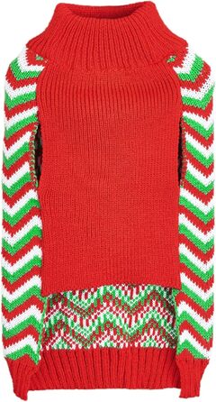 Стильний зимовий светр Jecikelon для собак, теплий і м'який, розмір L, зелений в смужку. Ідеальний для маленьких собак та цуценят.