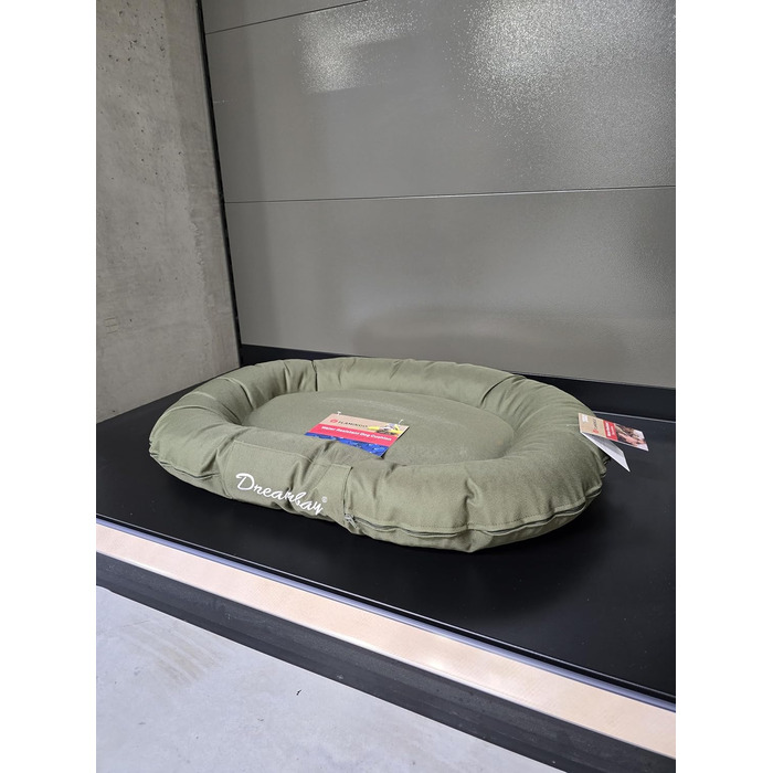 Кругле ліжко для собак Flamingo Dreambay, 100x75x15 см, підходить для лабрадорів, голден ретриверів, боксерів, далматинців, зелений колір