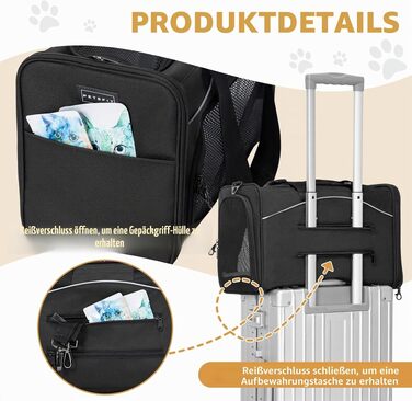 Переноска для собак і котів Petsfit (M) - сумка-переноска для авіаперельотів, авто та потягу, чорна