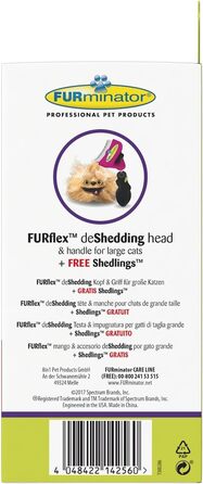FURminator FURflex, щітка для догляду за великими котами, інструмент для видалення підшерстка, розмір L (з іграшкою для видалення шерсті)
