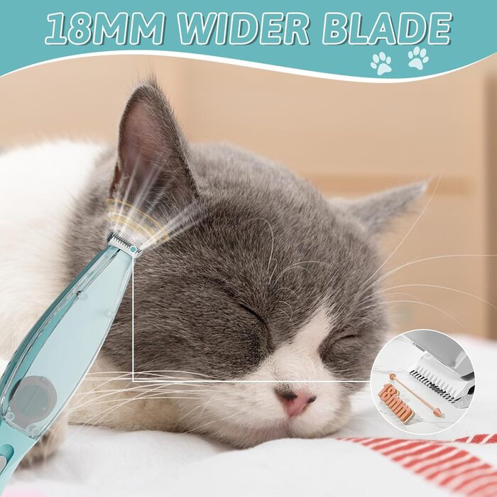 Триммер для собак з подвійними лезами, 2 швидкості. Шерсть, кігті, очі, вуха, обличчя. Синій колір.