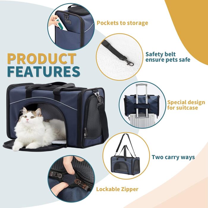 Транспортувальна сумка для котів і собак Petsfit, авіаперевезення, сіра