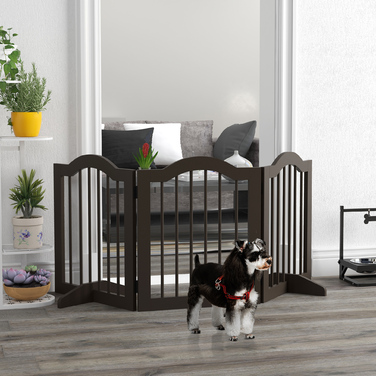 PawHut Бар'єр для собак 154.5 x 29.5 x 61 см, Dog Guard складний, Дверні ворота Собака, Дерево, Кава