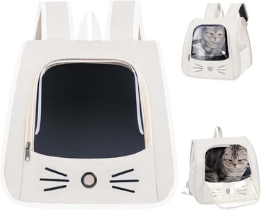 Транспортувальна сумка-рюкзак для котів та дрібних тварин, сіра та біла