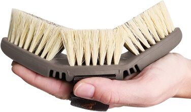 Щітка для коней Animalon CareFlex — жорстка коренева кардятша з натурального волосся, ергономічна щітка з липучкою для чищення шерсті, коричнева