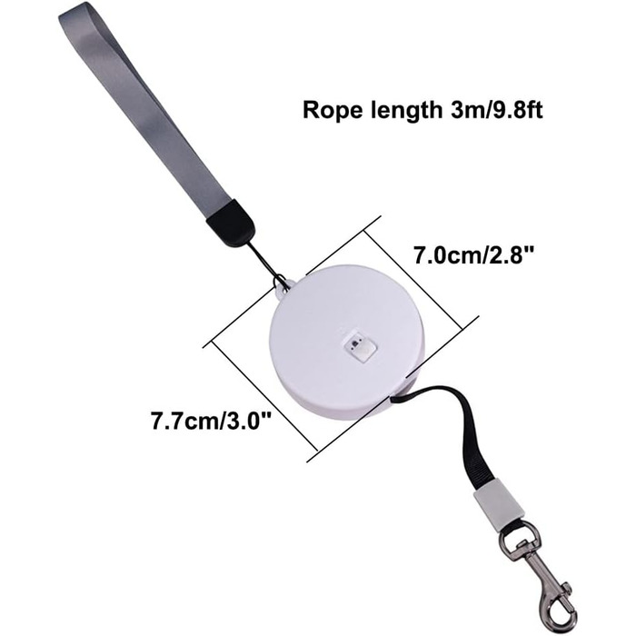 Рулетка для собак MiOYOOW, 3 м, автоматична, з відбиваючим тросом, для маленьких собак і котів, біла