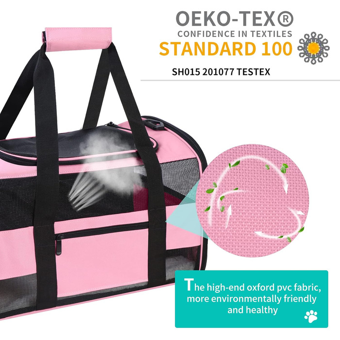 Транспортна переноска для котів та собак, велика, рожева. Розкладна переноска для тварин з м'якими боковинами, підходить для середніх та маленьких собак та котів