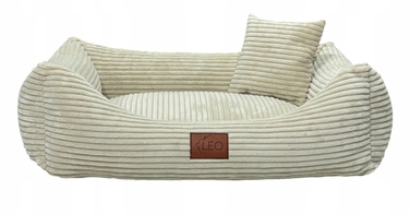 Лежанка для собак Leo4dog з вельвету, знімний чохол для прання, бежевий, L (100x80 см)