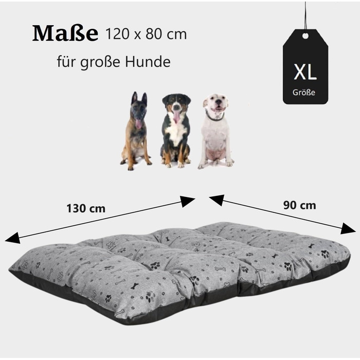 Крісло-ліжко для собак King Dog XL (120x80 см, сірий) - Водонепроникне, миється, з оксфордської тканини