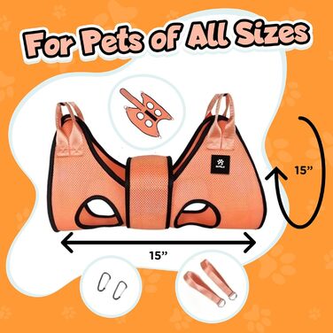 Гамак для грумінгу собак - рушник для догляду за шерстю, оранжевий, розмір L