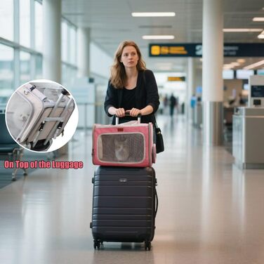 Транспортувальна сумка для котів, собак, кроликів, дрібних тварин, велика, рожева, для подорожей