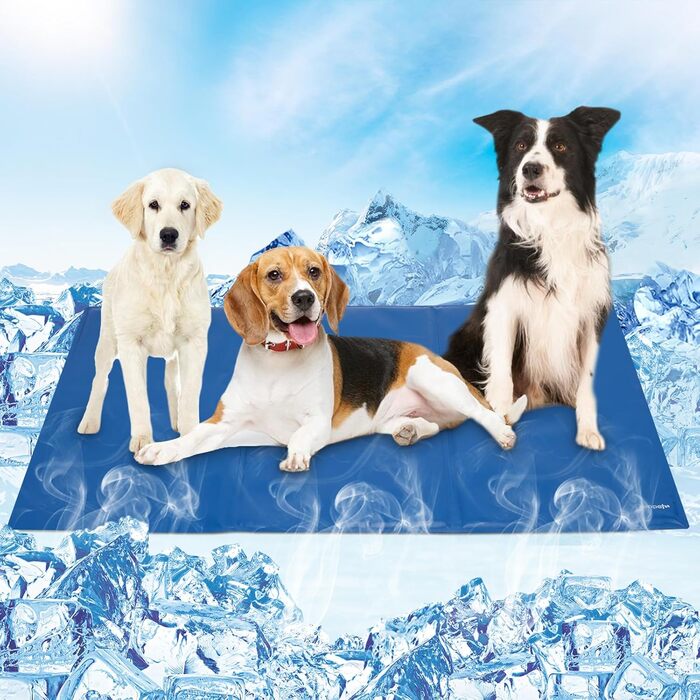 Велика охолоджуюча килимок Ownpets 100x60 см для собак і котів, самохолодний мат, синій, нетоксичний гель, XXL без малюнка