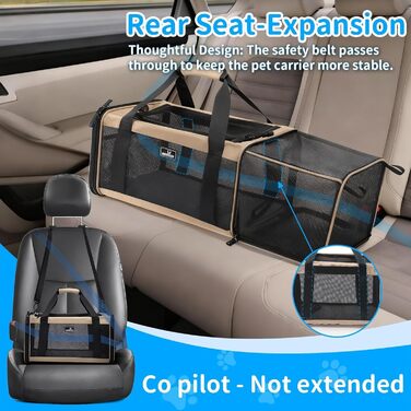 Розширювана переноска для домашніх тварин Wakytu для собак та котів, велика сумка для подорожей з 5 сітчастими вікнами (Коричнева, S)