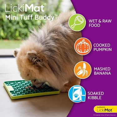 Килимок для собак LICKIMAT Mini Tuff: повільне годування, зменшення нудьги та тривоги, рожевий (жовтий, Buddy)