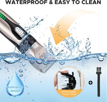 Машинка для стрижки собак, акумуляторна бездротова з 4 насадками, для собак, котів та всіх типів шерсті
