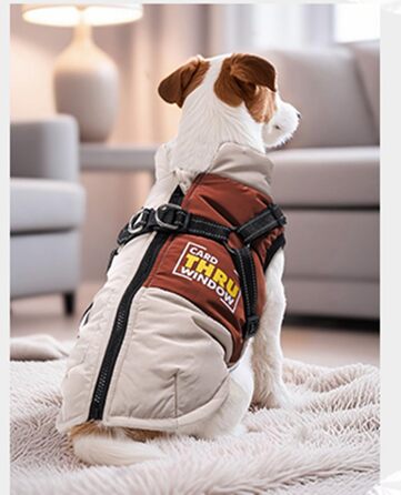 Зимовий одяг для собак, тепла куртка для тварин, водонепроникний та вітронепроникний жилет з бавовни з світловідбиваючими елементами, блискавкою (колір кава, розмір L)