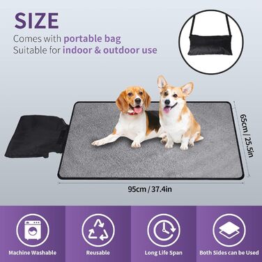 Складана килимок для собак 95x65 см, водовідштовхувальний, для подорожей та дому