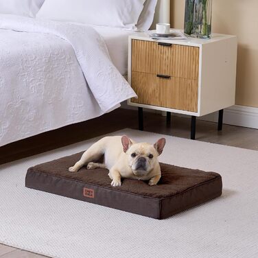 Ортопедичне ліжко для собак середніх порід EHEYCIGA 89x58x9 см, м'яке, знімний чохол, коричневе