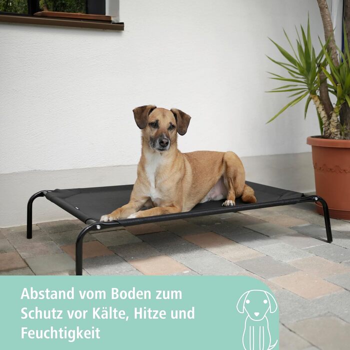 Лежанка для собак Kerbl Pet Vacation, чорна, 107x65x20 см, метал, поліестер, вологостійка, міцна