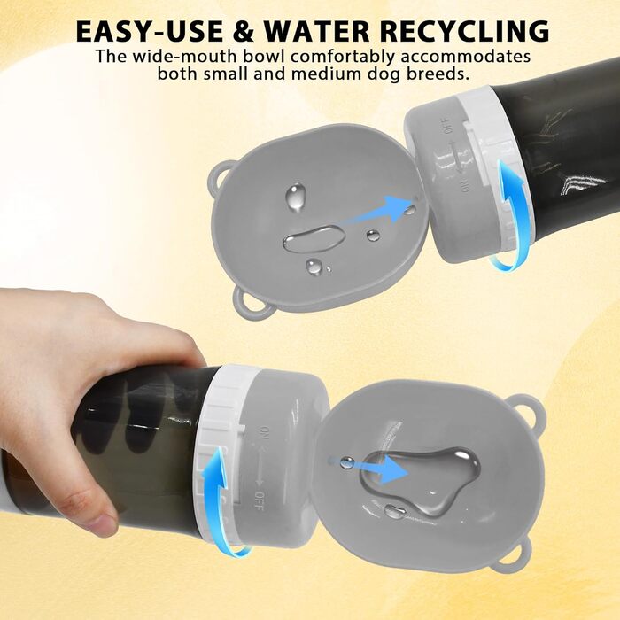 PawSailor 2-в-1 Поїлка та Контейнер для Корму для Тварин - 4 літри води + 500 г корму, Безвитікаюча Подорожня Поїлка-Миска для Собак, для Прогулянок, Походів, кемпінгу, Сіра