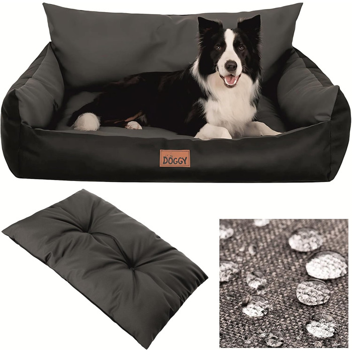 Ліжко для собак - лежанка для тварин, кошик для котів та собак великих, середніх та маленьких порід - м'яке ліжко для собак - лежанка-софа для собак - 63x48 см (XL - 80x61 см, Графіт)