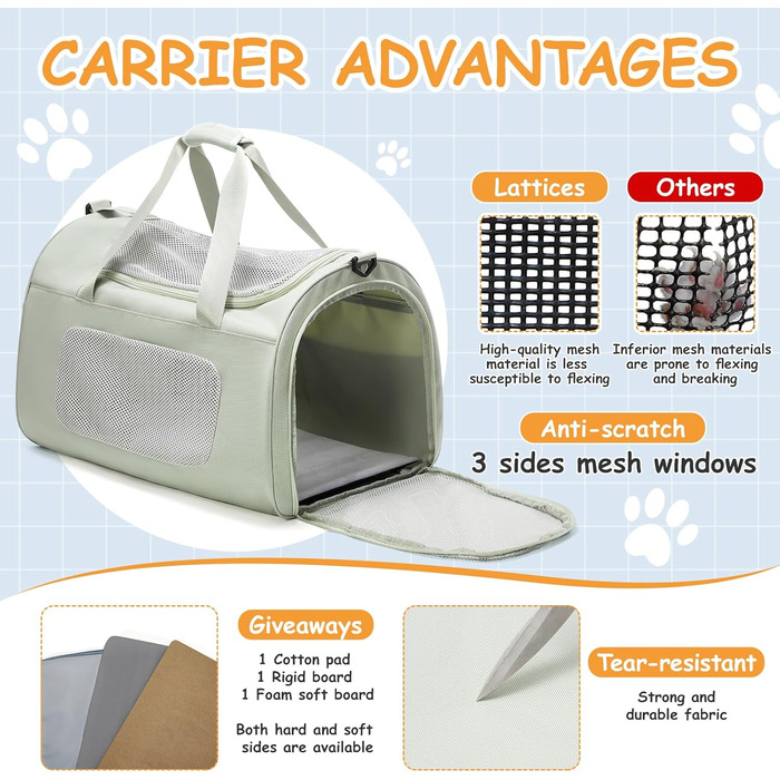 Транспортна переноска для котів та собак великих порід, XL, 53x36x34 см, зелена