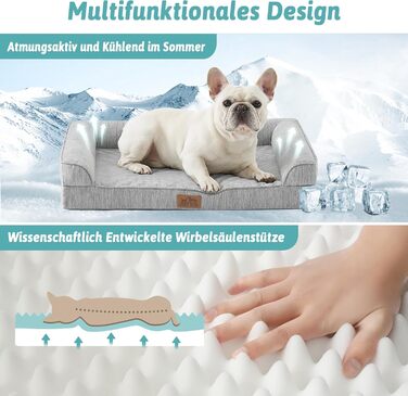 Ортопедичне ліжко для собак COZY KISS XL, 107x76x18 см - ліжко для великих собак з яйцеподібною піною та знімним чохлом