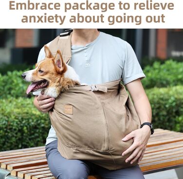 Сумка-переноска для собак середнього розміру ETIAL, сірого кольору, з металевим поводком, регульованим плечовим ременем, для собак вагою 11,3–18,1 кг