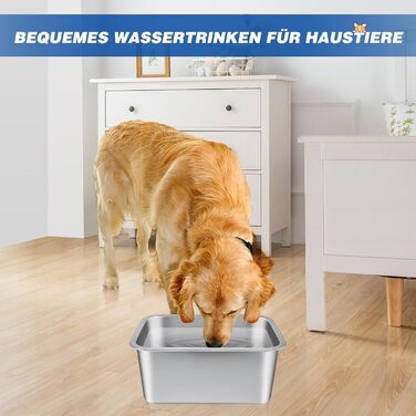 Нержавійна миска для великих собак, 36×27×15 см - миска для води та корму, антиковзаюча, легко миється, для великих та середніх собак
