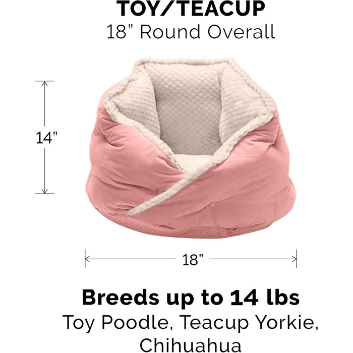 Ортопедичне ліжко для собак Furhaven, велике, кругле, знімний, пральний чохол, до 36,3 кг, Sherpa & Wildleder Snuggery, 111,8 см, ортопедична піна (Soft Pink, L 46 x B 46 x H 36 см, Calming Hug Nest)