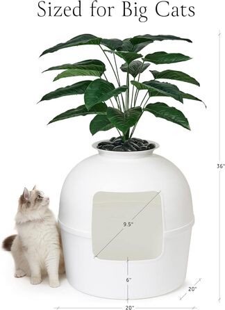 Секретний туалет для котів Bundle & Bliss – приховане котяче туалетне місце з патентованим дизайном, контролем запаху, штучною рослиною, вугільним фільтром і натуральним камінням
