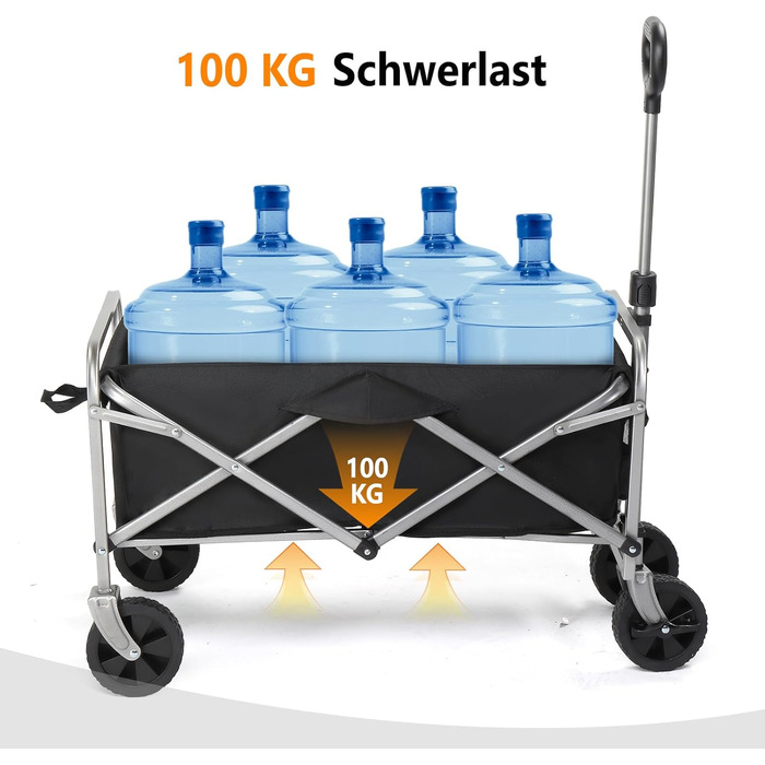 Бонло Котловий візок складний, 100 кг, 600D Оксфорд, сталевий каркас, 74,5×45,5×84 см, чорний