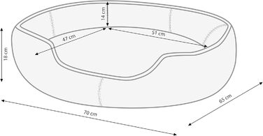 Ліжко для собак і котів Dehner Lieblinge Sammy овальне 70x65x14 см, поліестер, сіре