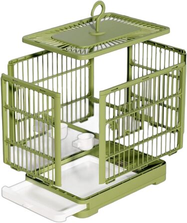 Переносний клітка-переноска для птахів (зелений, 32x25x13 см)