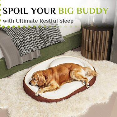 Ортопедичне собаче ліжко XXL з подушкою – комфортне собаче ліжко-софа з піною з пам'яті, знімний та пральний чохол – для великих собак, міцне та затишне, помаранчеве