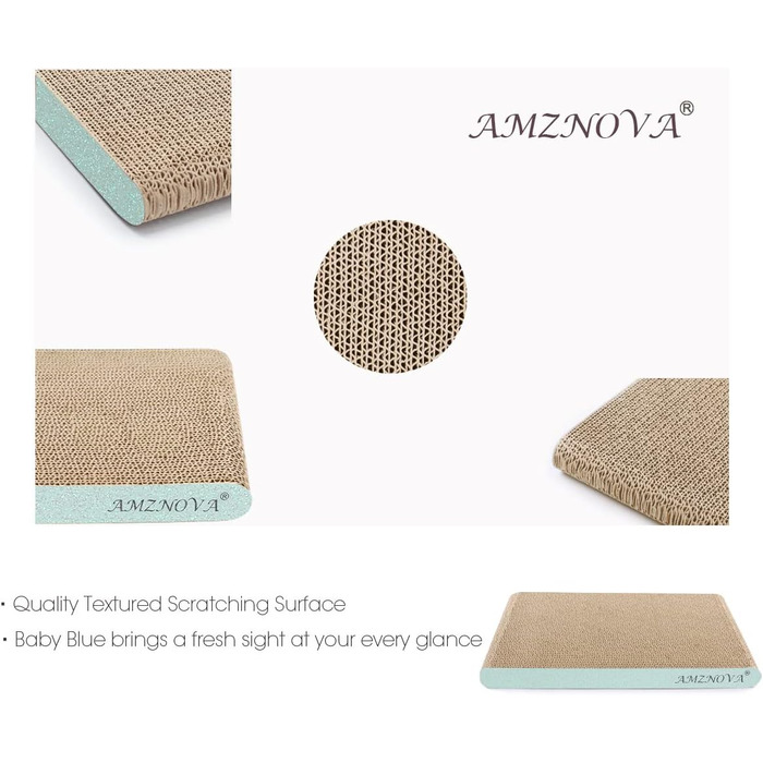AMZNOVA Килимок для котів з картону з котячою м'ятою, килимок для дряпання, широкий, блискучий рожево-золотий (зелений блиск, 43.2x30.5 см)