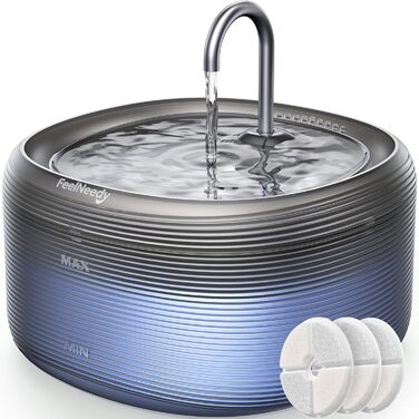 Фонтанчик для котів FEELNEEDY 3.2L - тихий фонтан з 2 режимами потоку, автоматичний поїльник для котів, чорний, з адаптером та 3 фільтрами