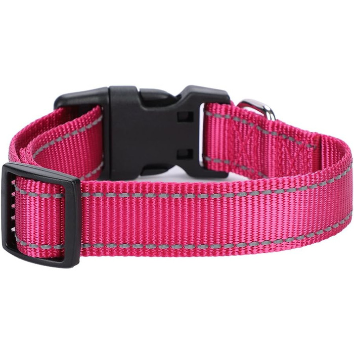 Нашийник для собак Türki (XL, Рожевий) з нейлону, з гравіюванням, світловідбиваючий, для великих, середніх та малих собак