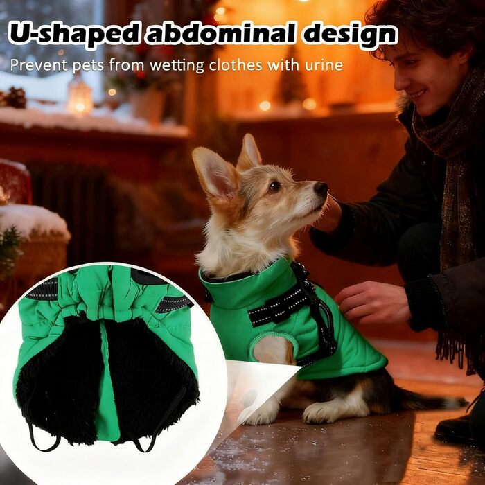 Зимовий одяг для собак ZoneYan: регульований, водонепроникний, теплий, з відбиваючими елементами (зелений, S)